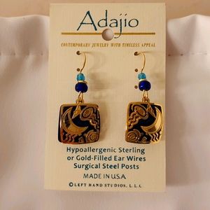 Adagio Lapis Blue and Gold Moon Earrings